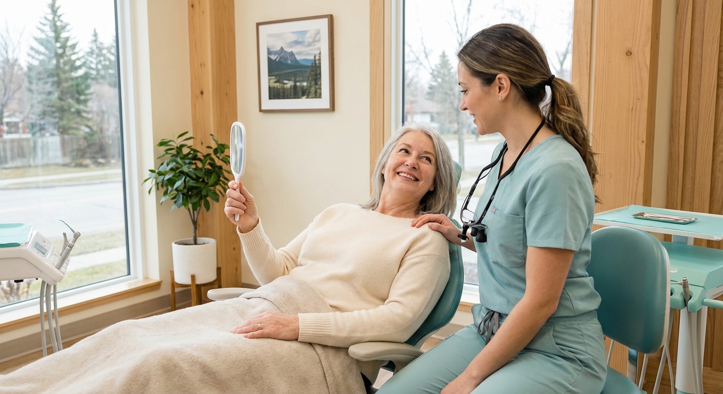 Senior receiving gentle dental care